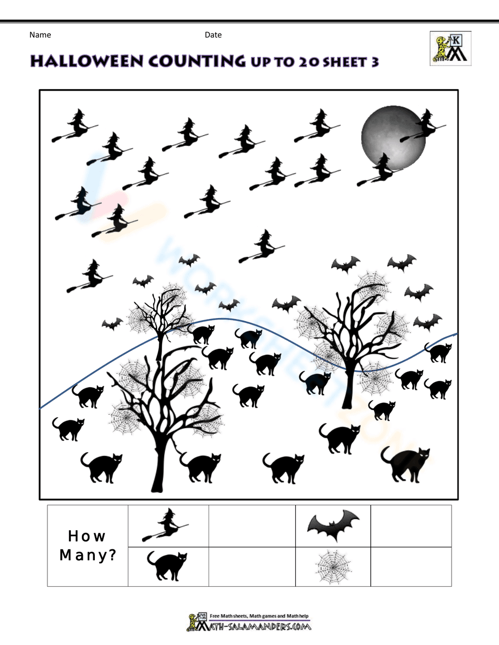 Halloween Counting Worksheet - Page 1