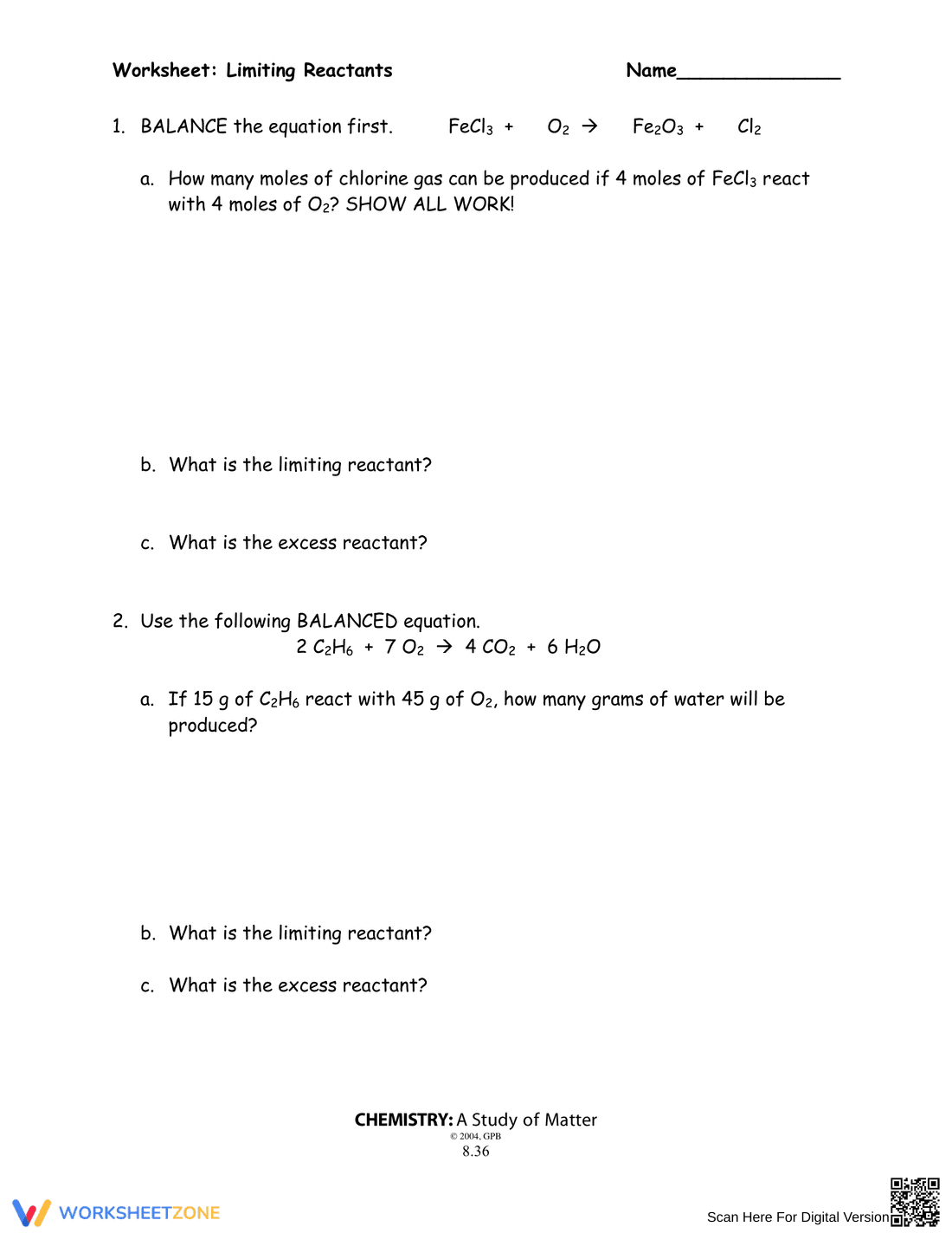 Limiting Reactants Practice - Page 1