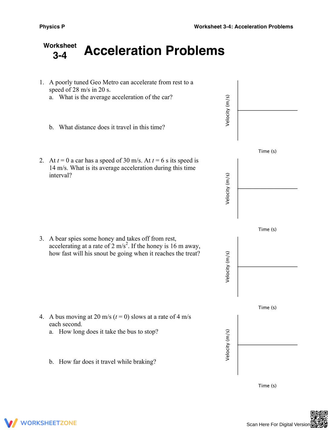 Acceleration Problems Practice - Page 1