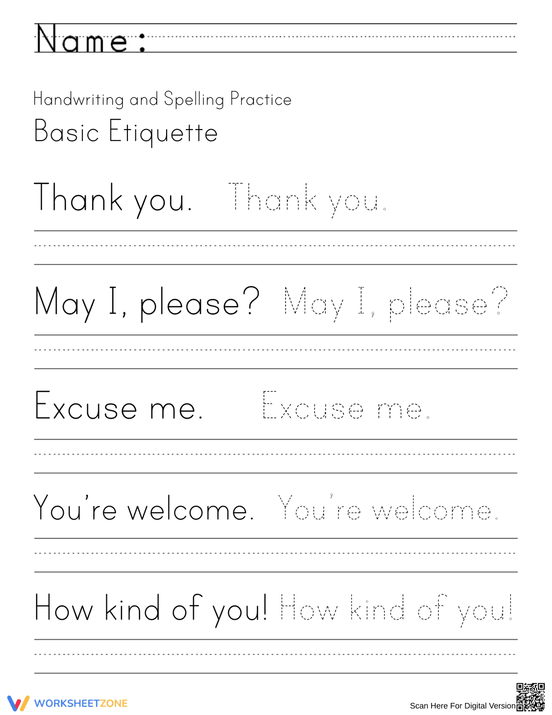 Printable Handwriting Practice | Grade 3 English - Page 1