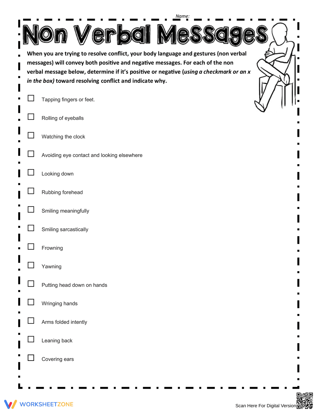 Non-Verbal Messages Worksheet: Understanding Communication - Page 1