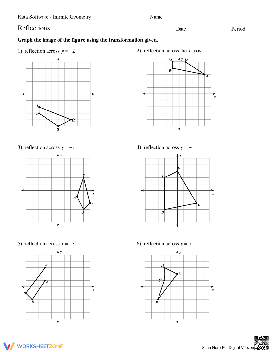 Reflections Worksheet | Grade 8 Essential Geometry - Page 1