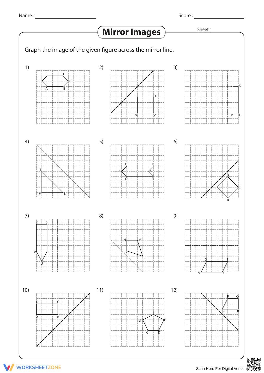 Reflection across the Axes | Grade 8 Essential Math - Page 1