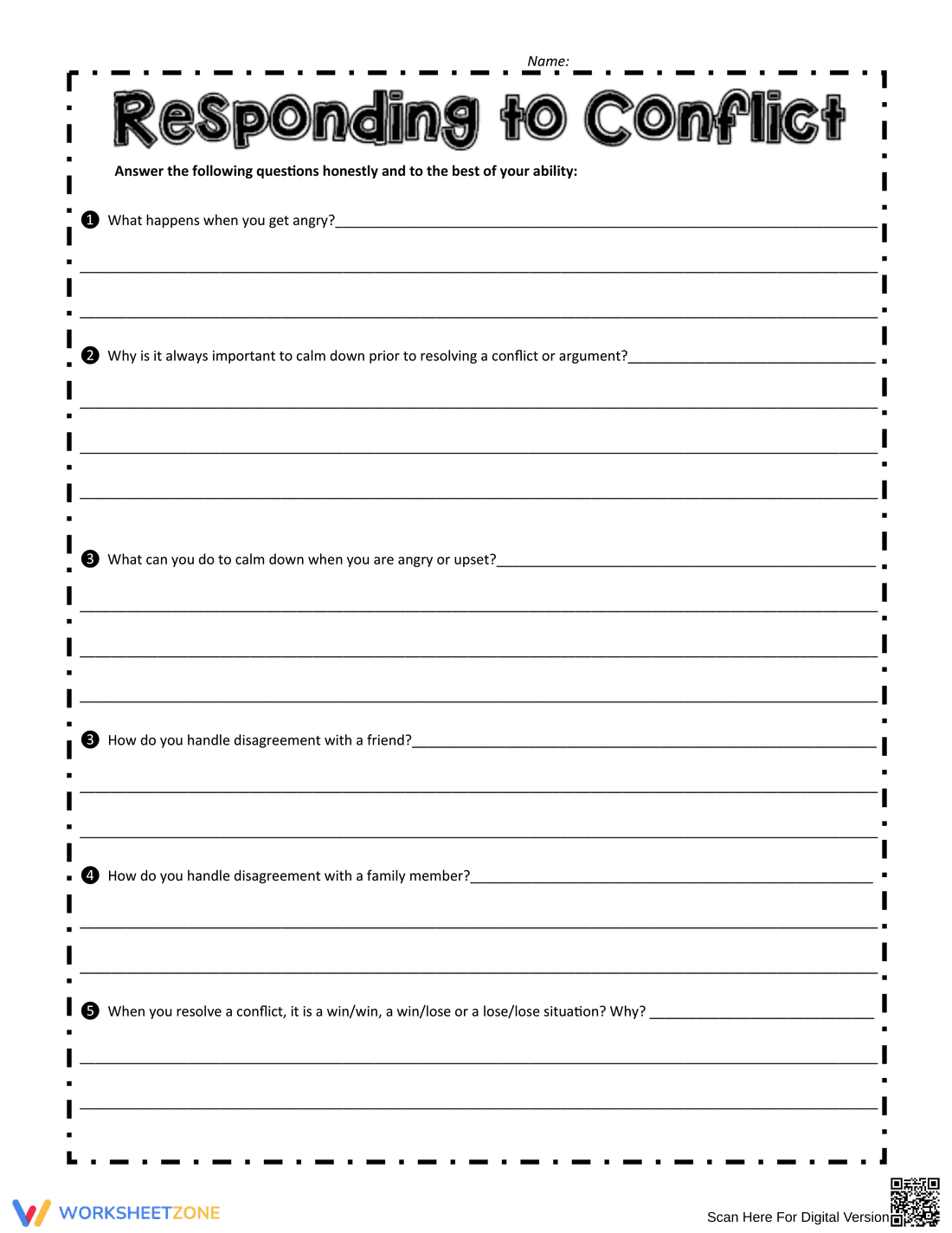 Conflict Resolution Response Worksheet - Page 1