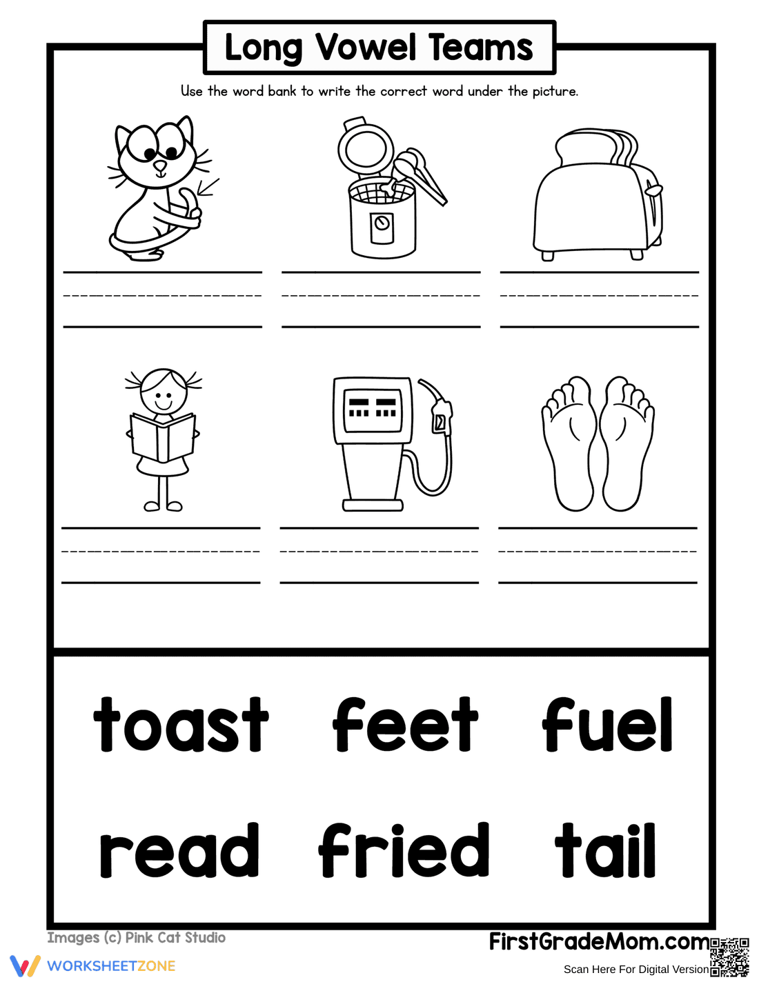 Long Vowel Team Identification Worksheet - Page 1