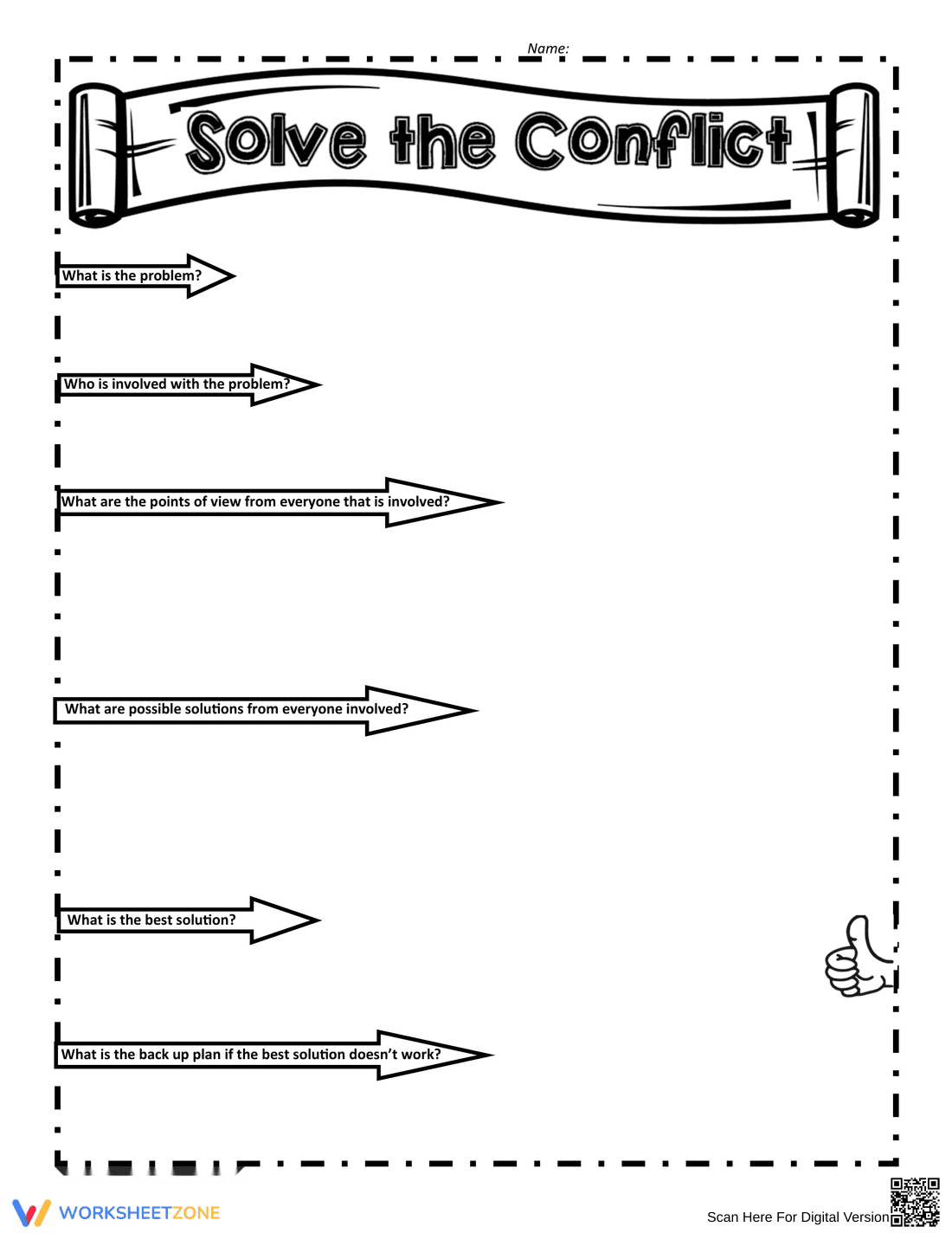 Conflict Resolution Graphic Organizer Worksheet - Page 1