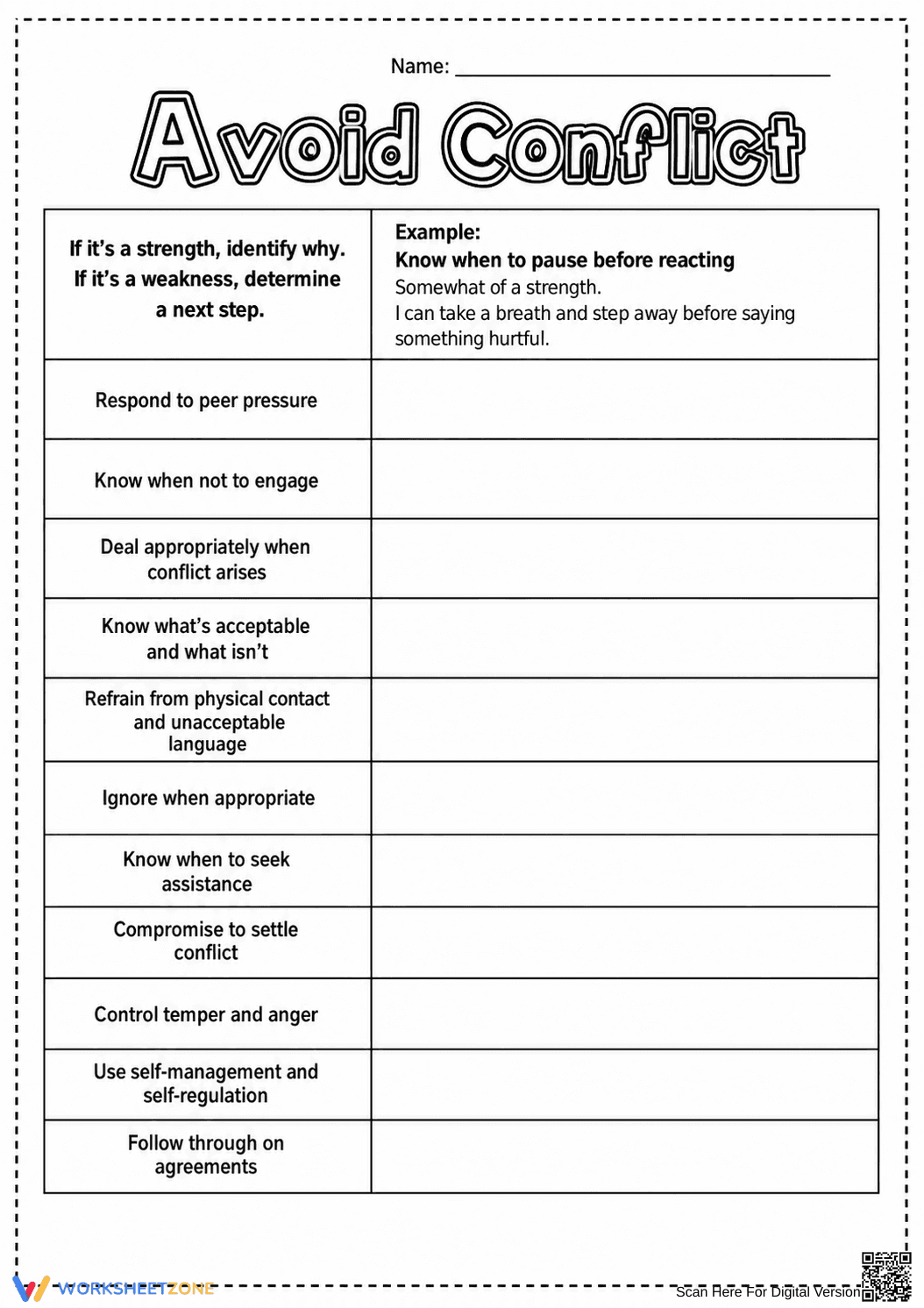 Essential Conflict Resolution Worksheet | Grades 6-9 - Page 1