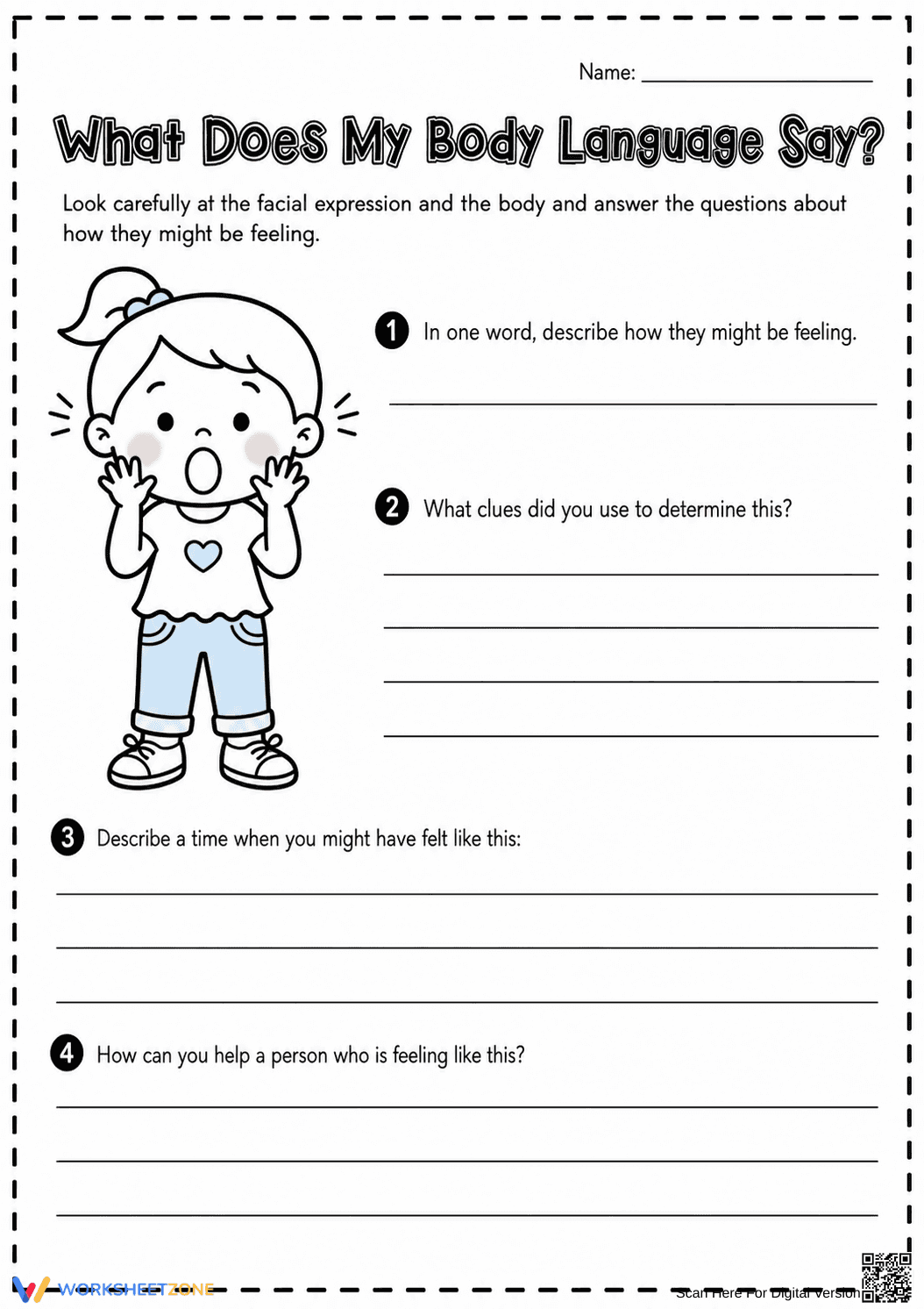 Body Language Analysis Worksheet | Grade 6-9 Essential - Page 1