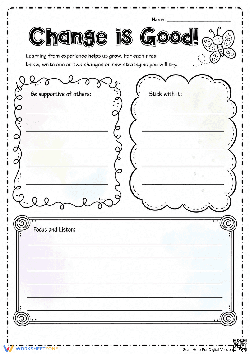 Printable Behavior Reflection Worksheet | Grade 6-7 - Page 1