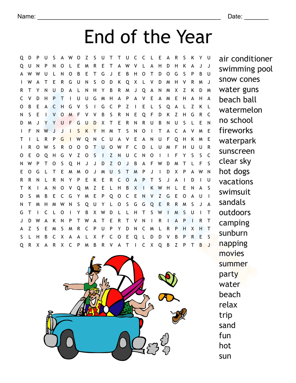 End of the Year Reflection Worksheet - Page 1