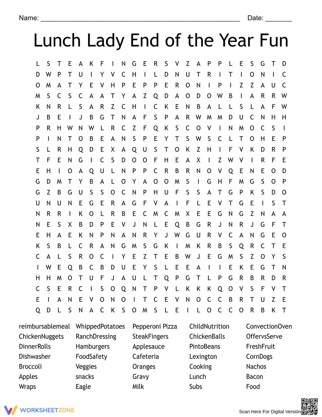 Lunch Lady End of the Year Fun Worksheet - Page 1
