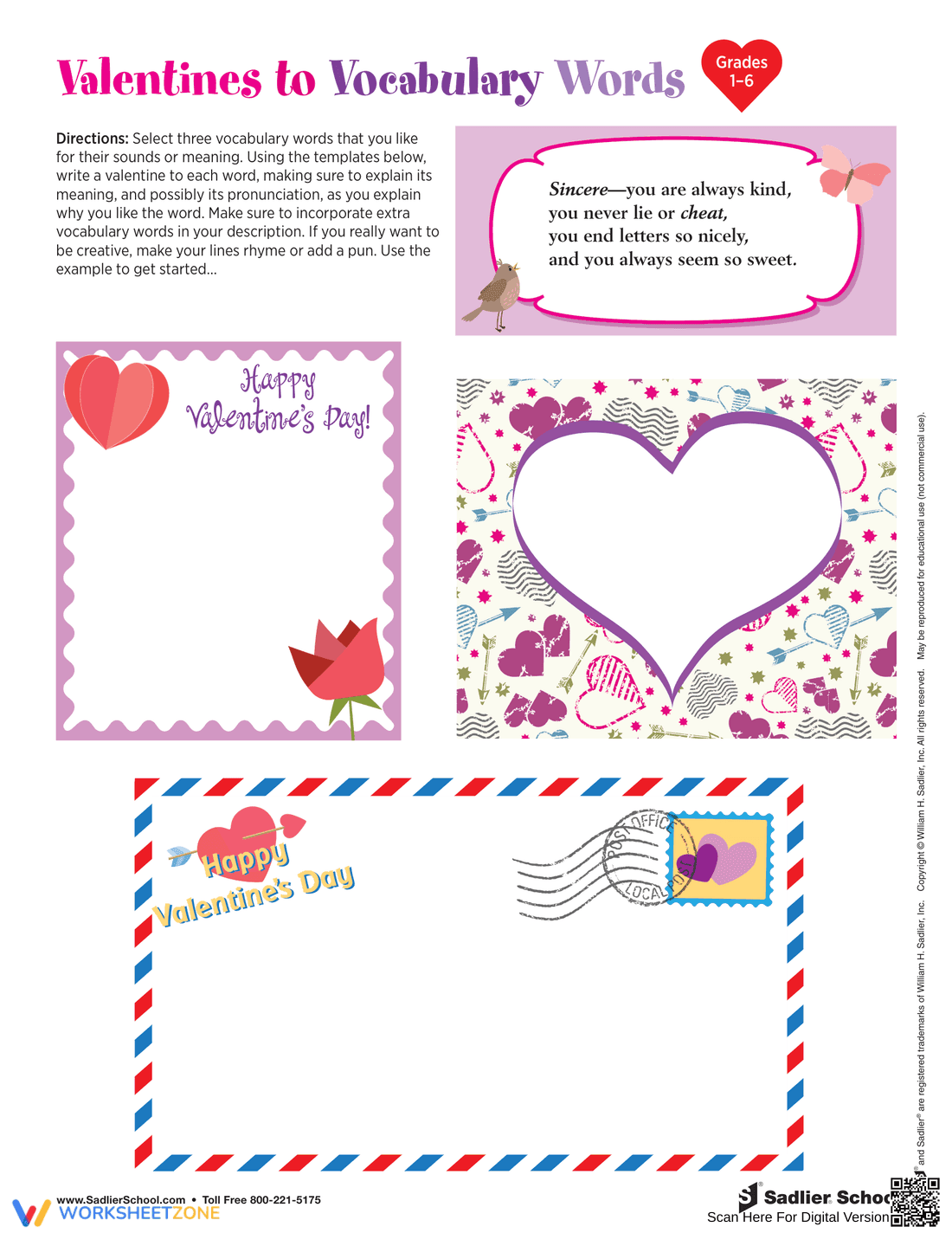 Valentine's Day Vocabulary Worksheet - Page 1