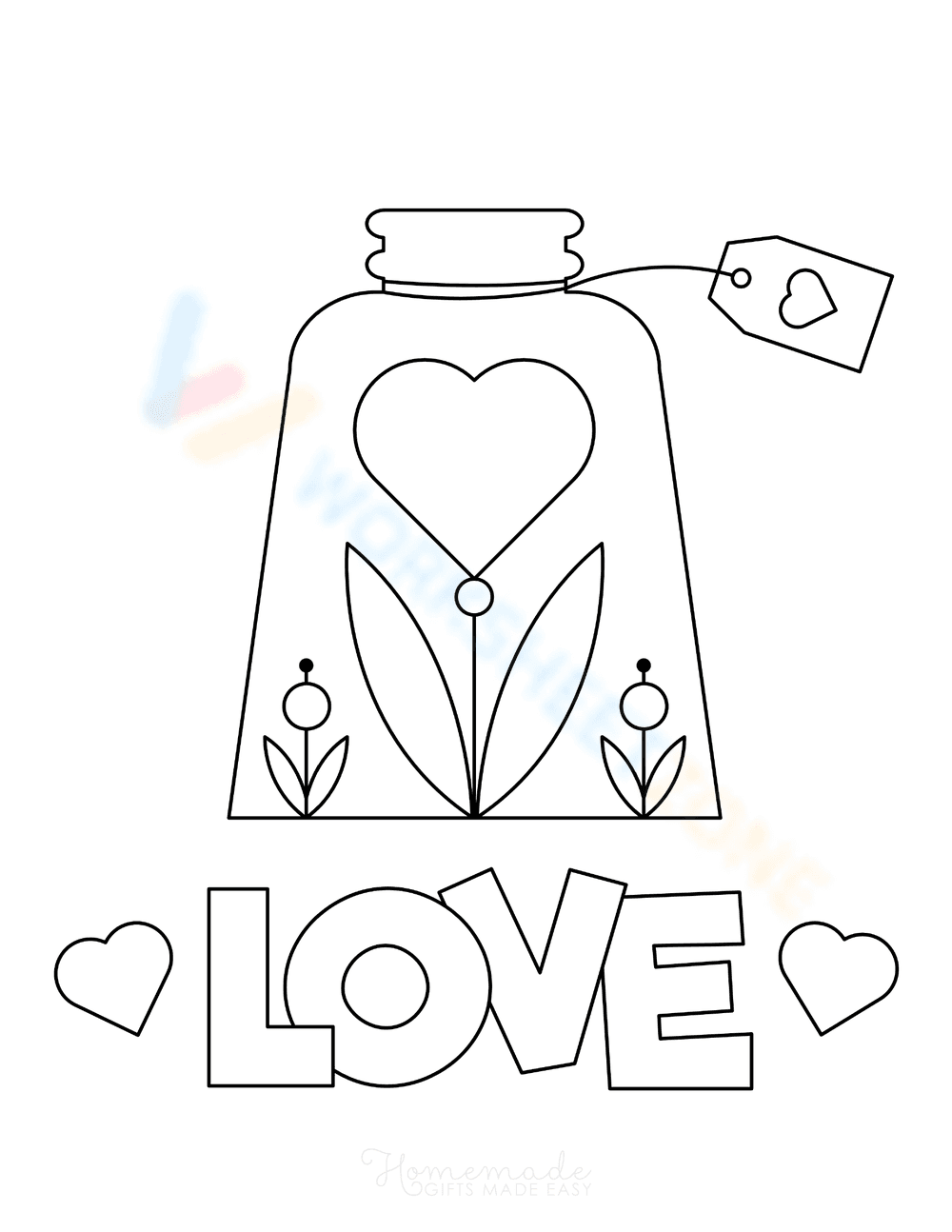 Grade K-2 Love Flower Jar — Printable No-Prep Worksheet - Page 1