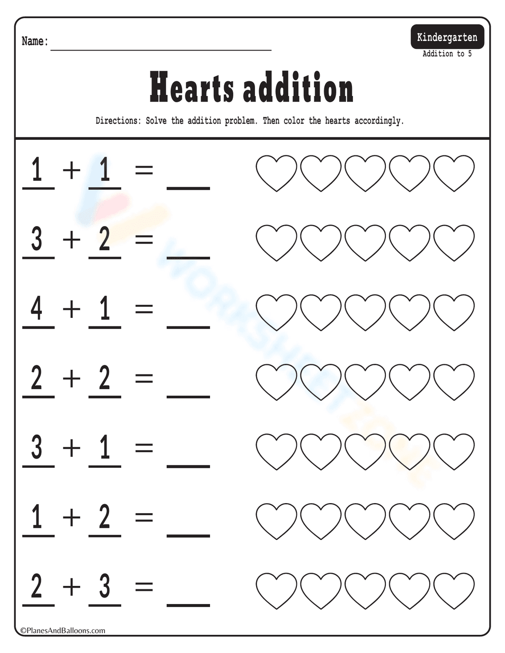 Valentine's Day Addition Worksheets - Page 1