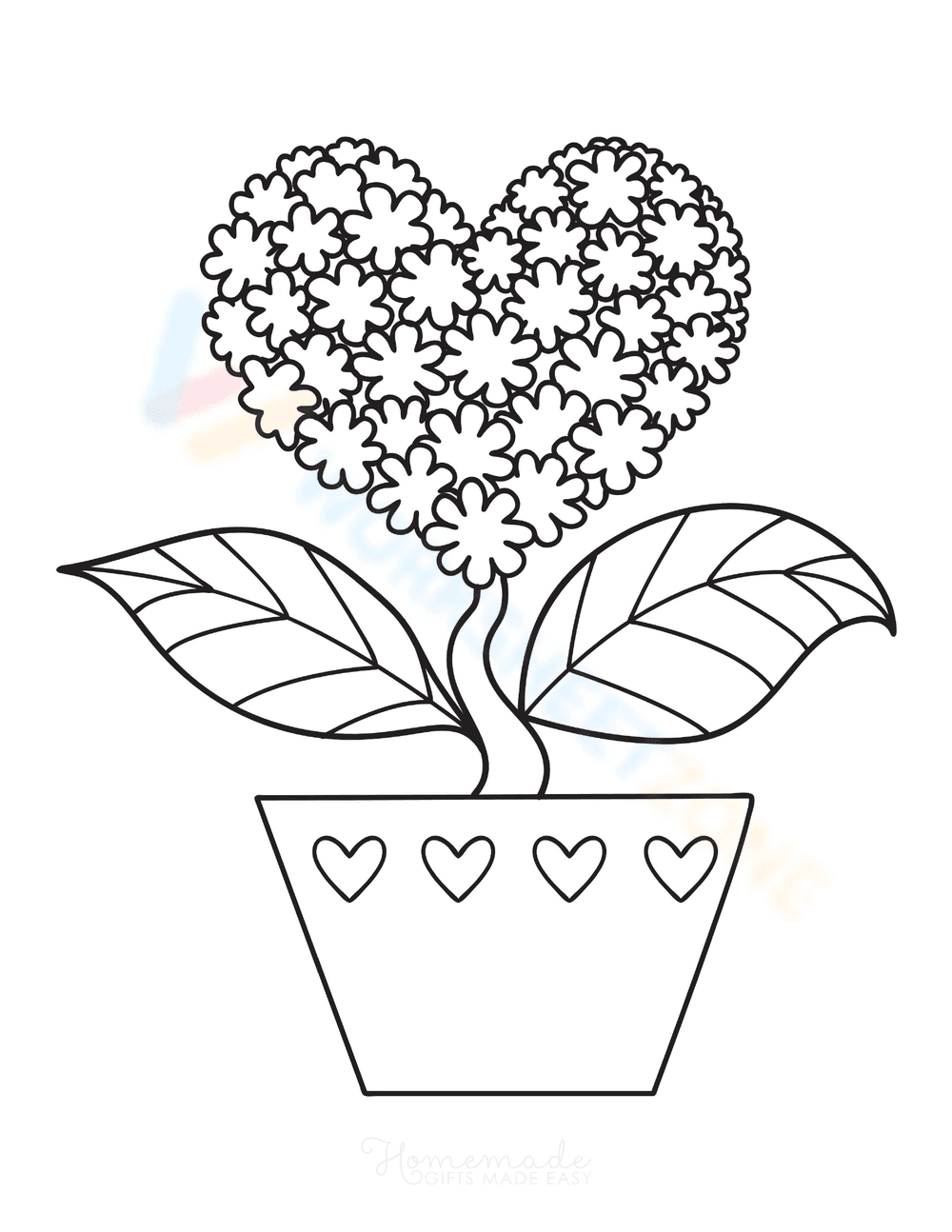 Valentine's Day Flowers Pot — Printable No-Prep Worksheet - Page 1