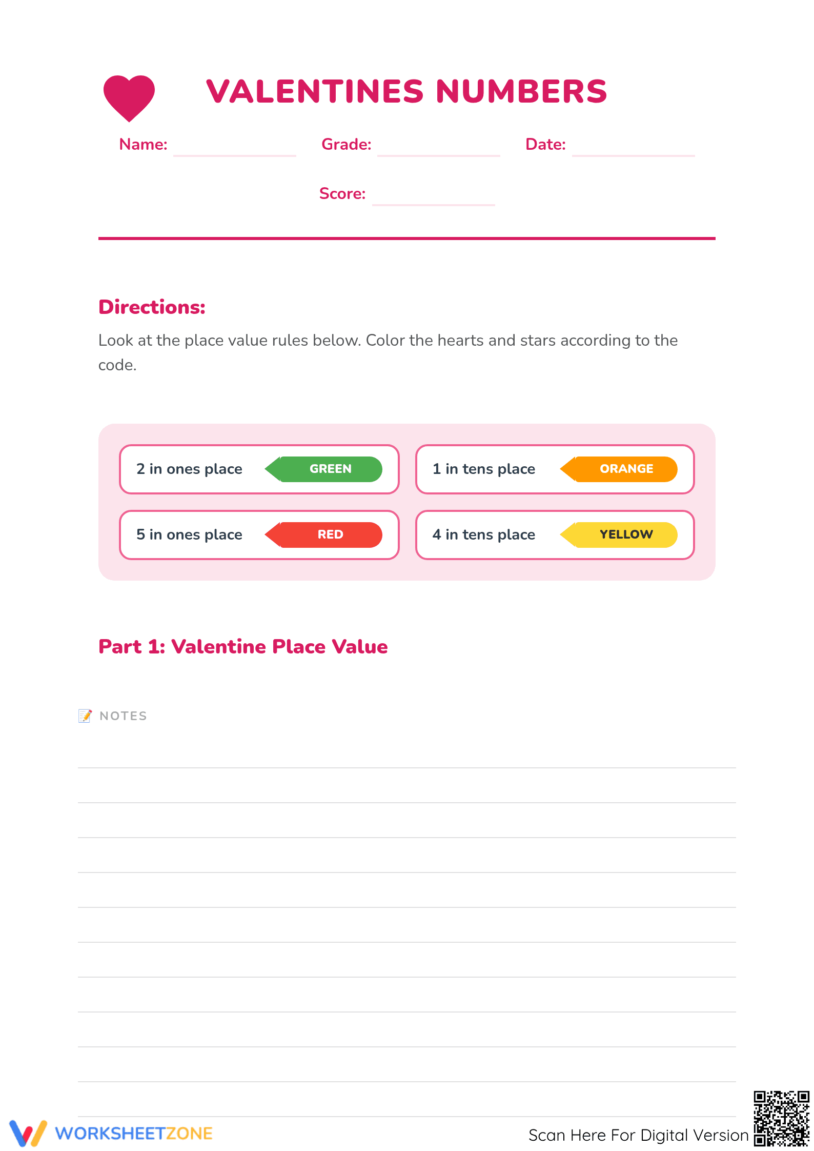 Printable Valentine's Day Place Value Worksheet | Grade 3 - Page 1