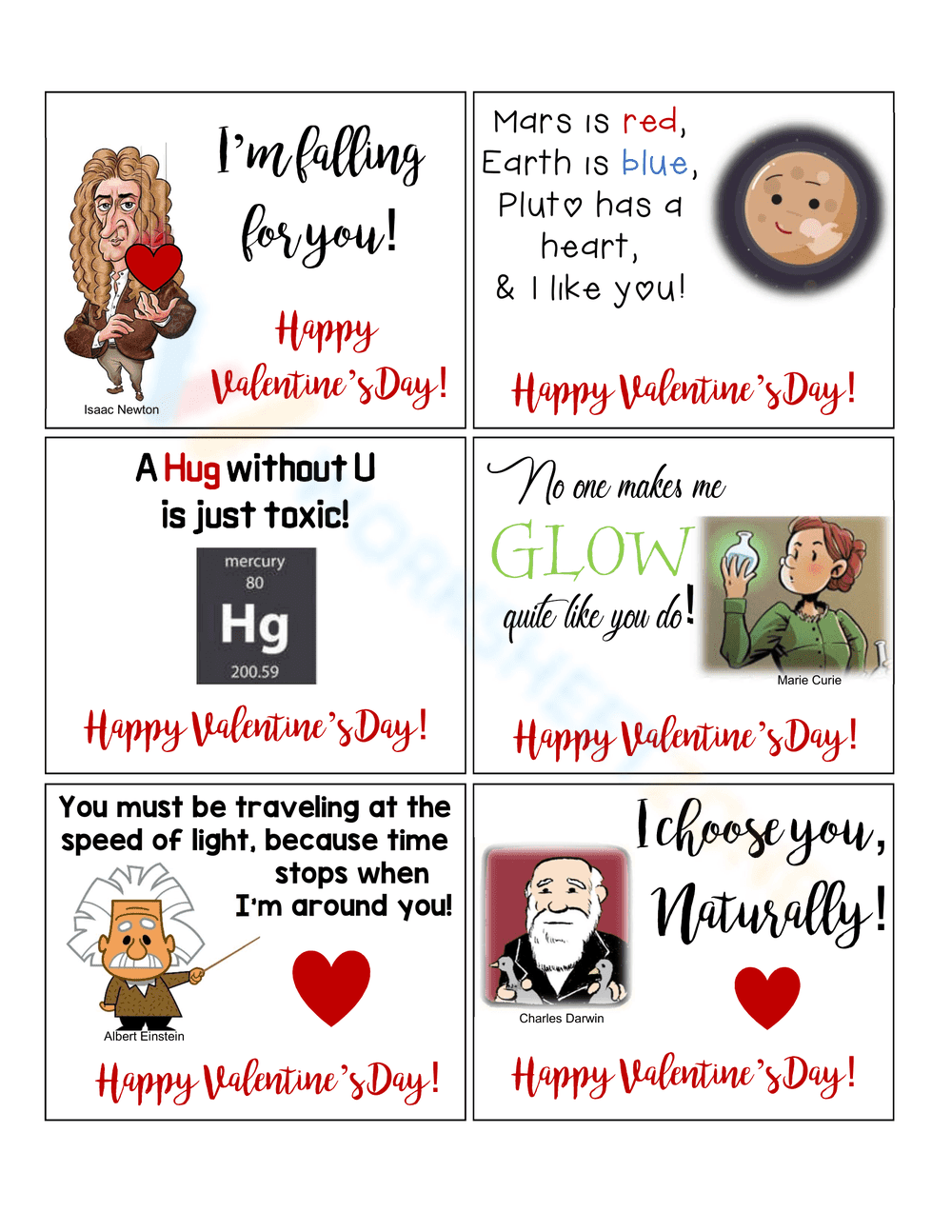 Valentine Science Puns Worksheet | Grade 6-12 Essential - Page 1