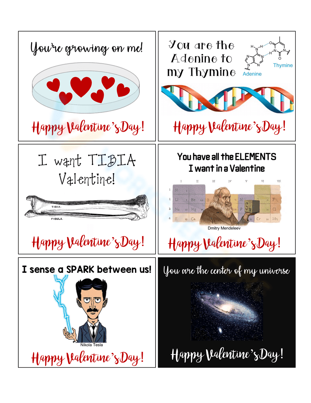 Science Valentine Puns Printable | Grade 6-12 Essential - Page 1