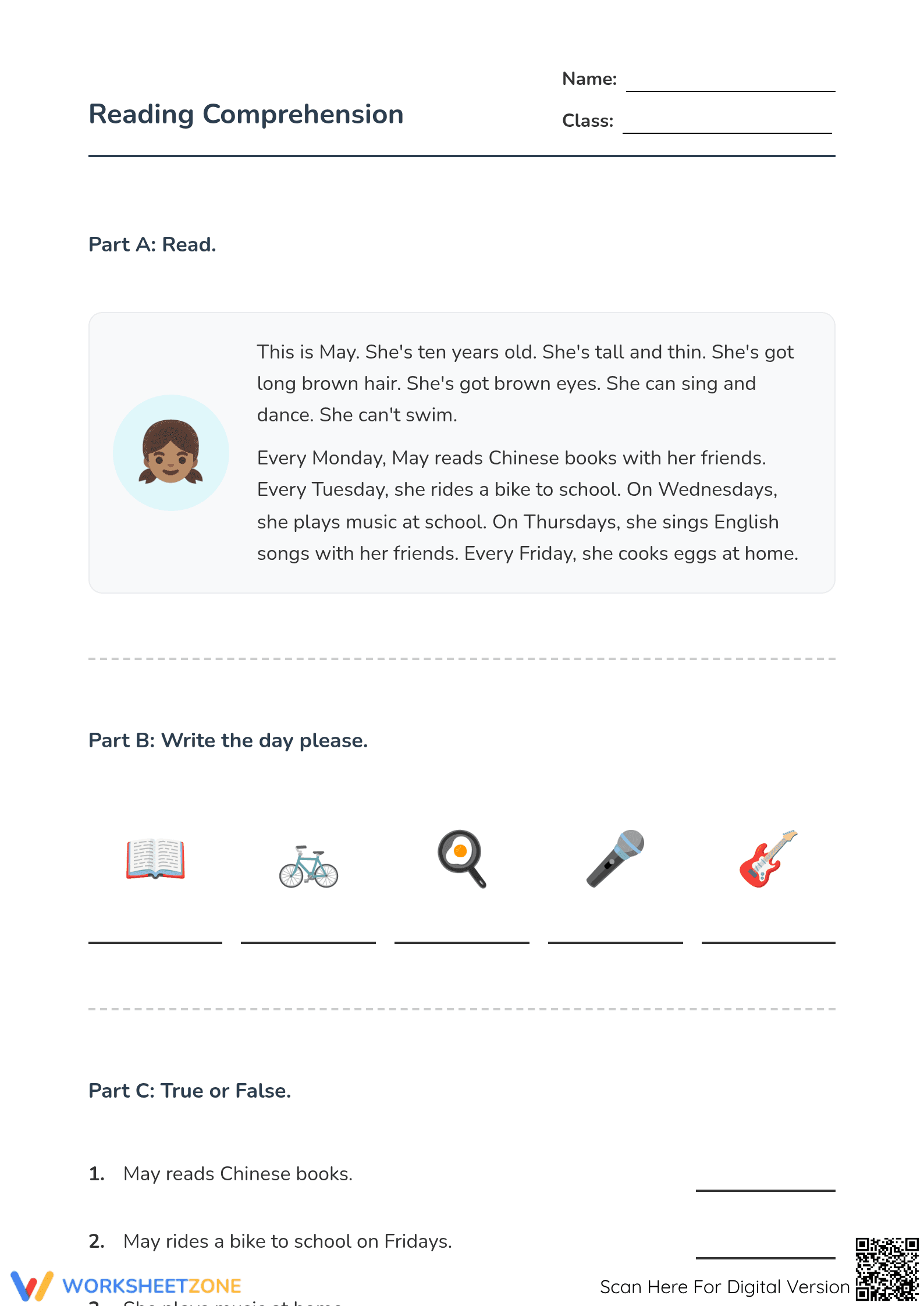 Grade 2 Reading Comprehension — Printable No-Prep Worksheet - Page 1