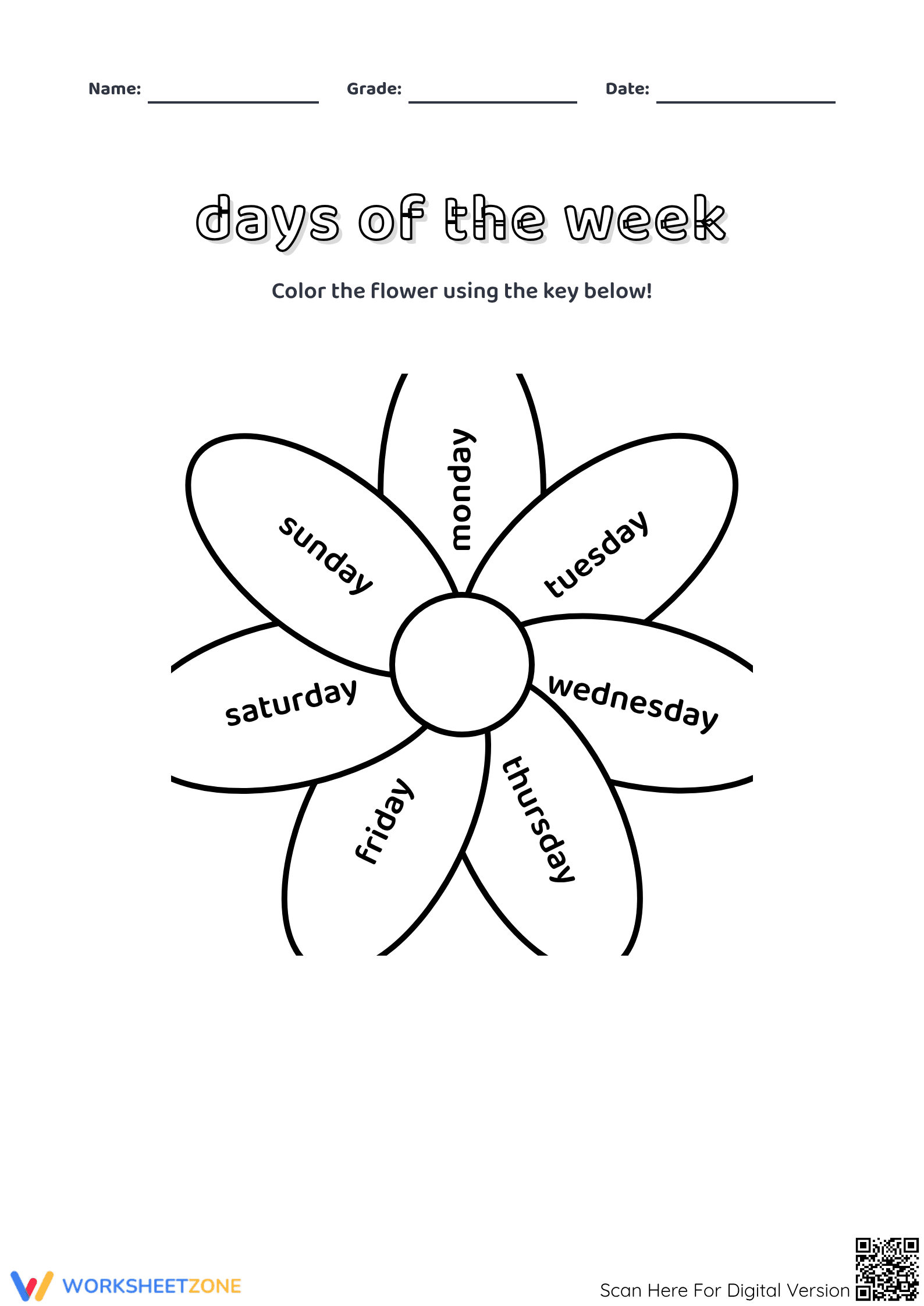 Days of the Week Worksheet | Grade 1 Essential - Page 1