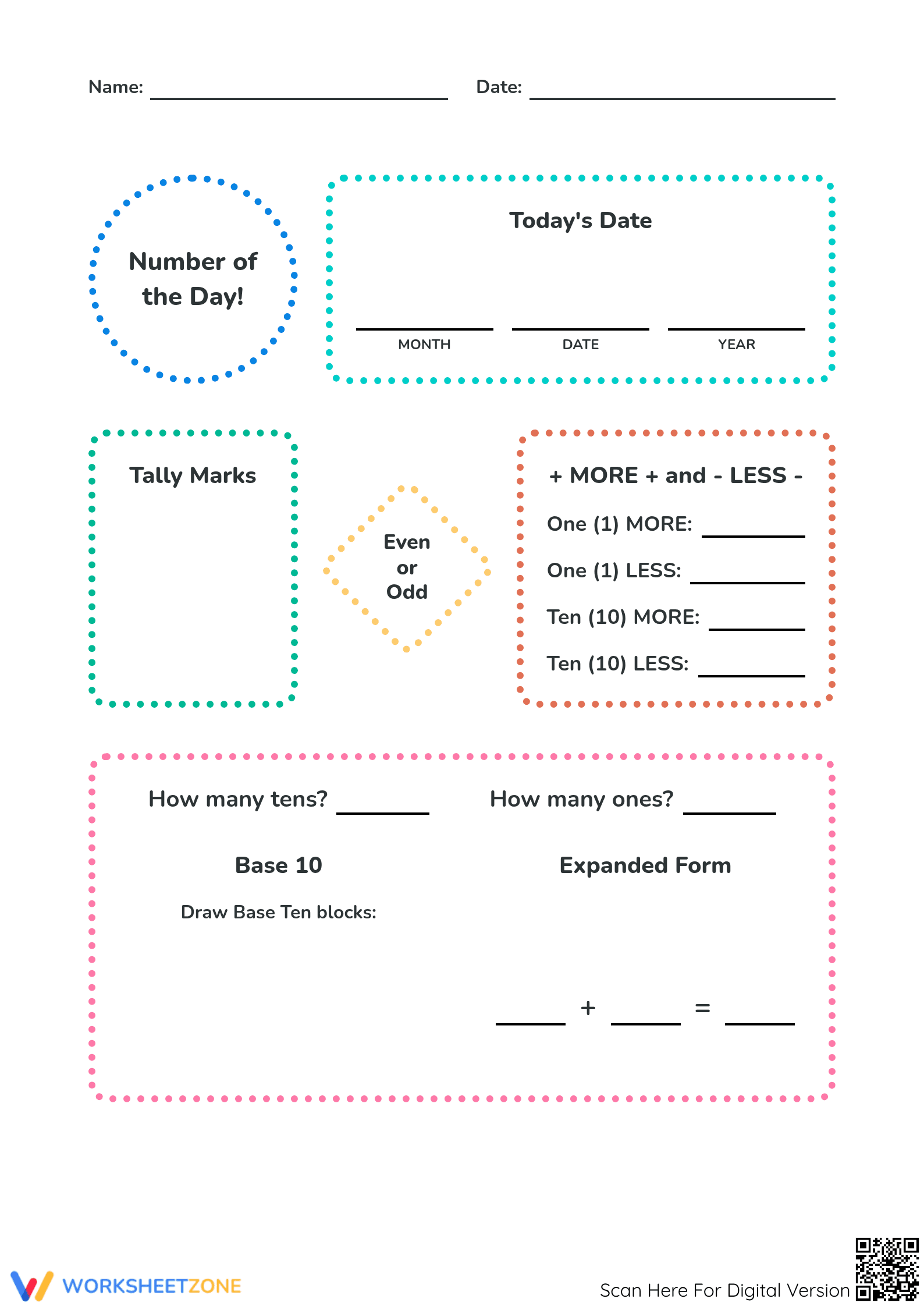 Number of the Day Worksheet | Grade 3 Printable - Page 1