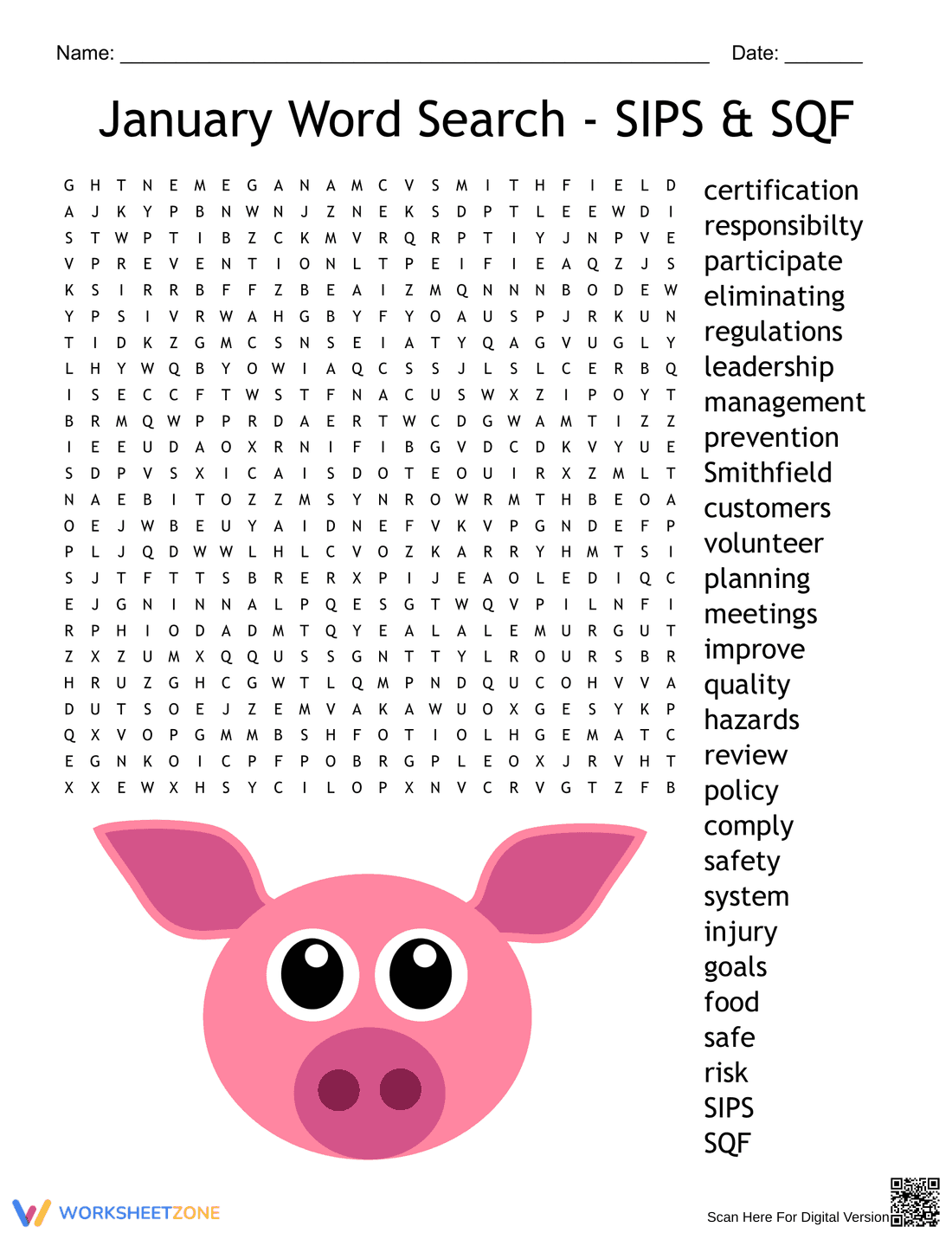 January Word Search: Printable Grade 5 Vocabulary Worksheet - Page 1