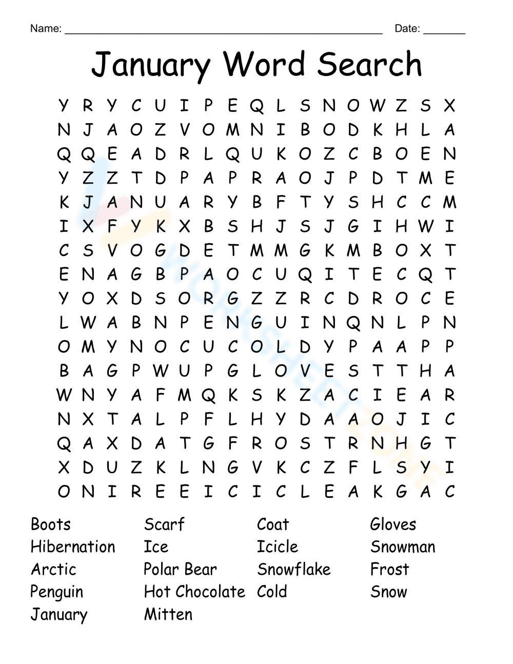January Puzzle 4 Worksheet - Page 1