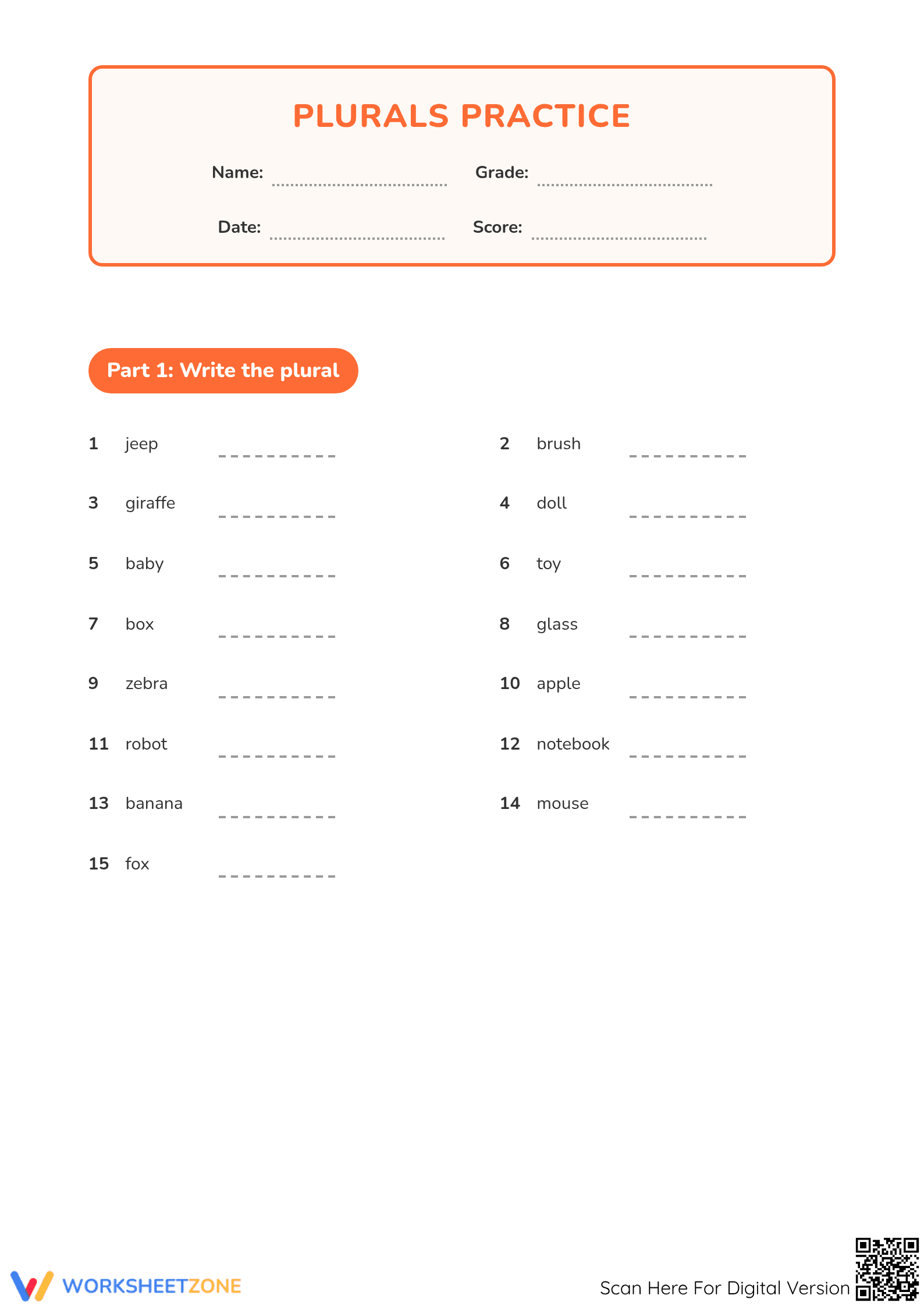 Essential Printable: Irregular Plural Nouns Gr 5-7 - Page 1