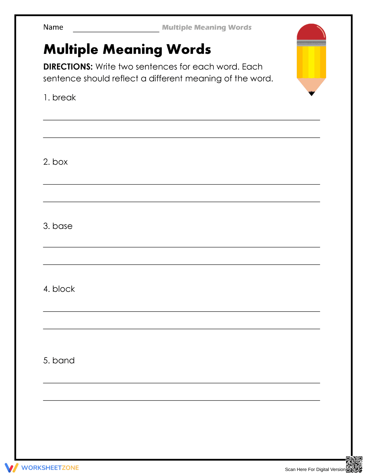Sentence With Multiple Words 1 - Page 1