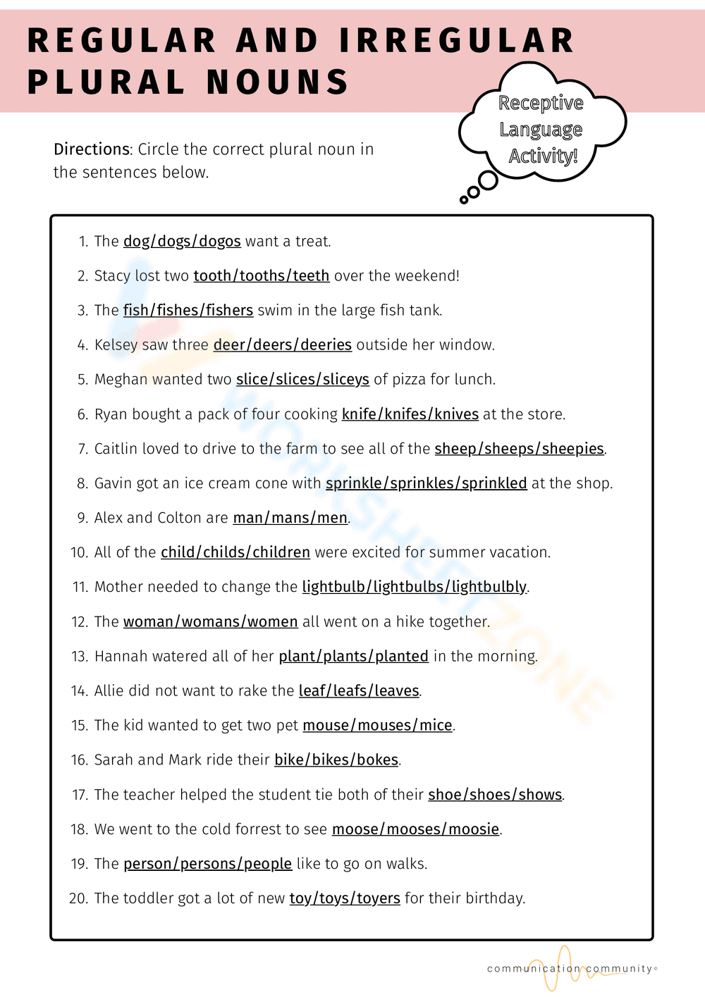 REGULAR AND IRREGULAR PLURAL NOUNS - Page 1