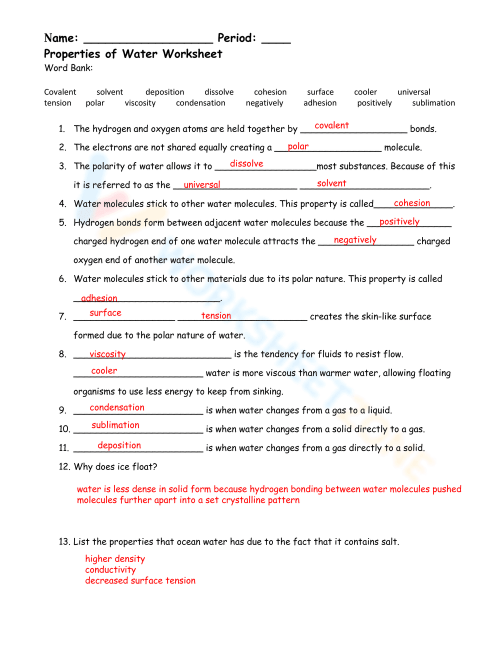 Properties of Water Practice | Essential Science Worksheet - Page 1