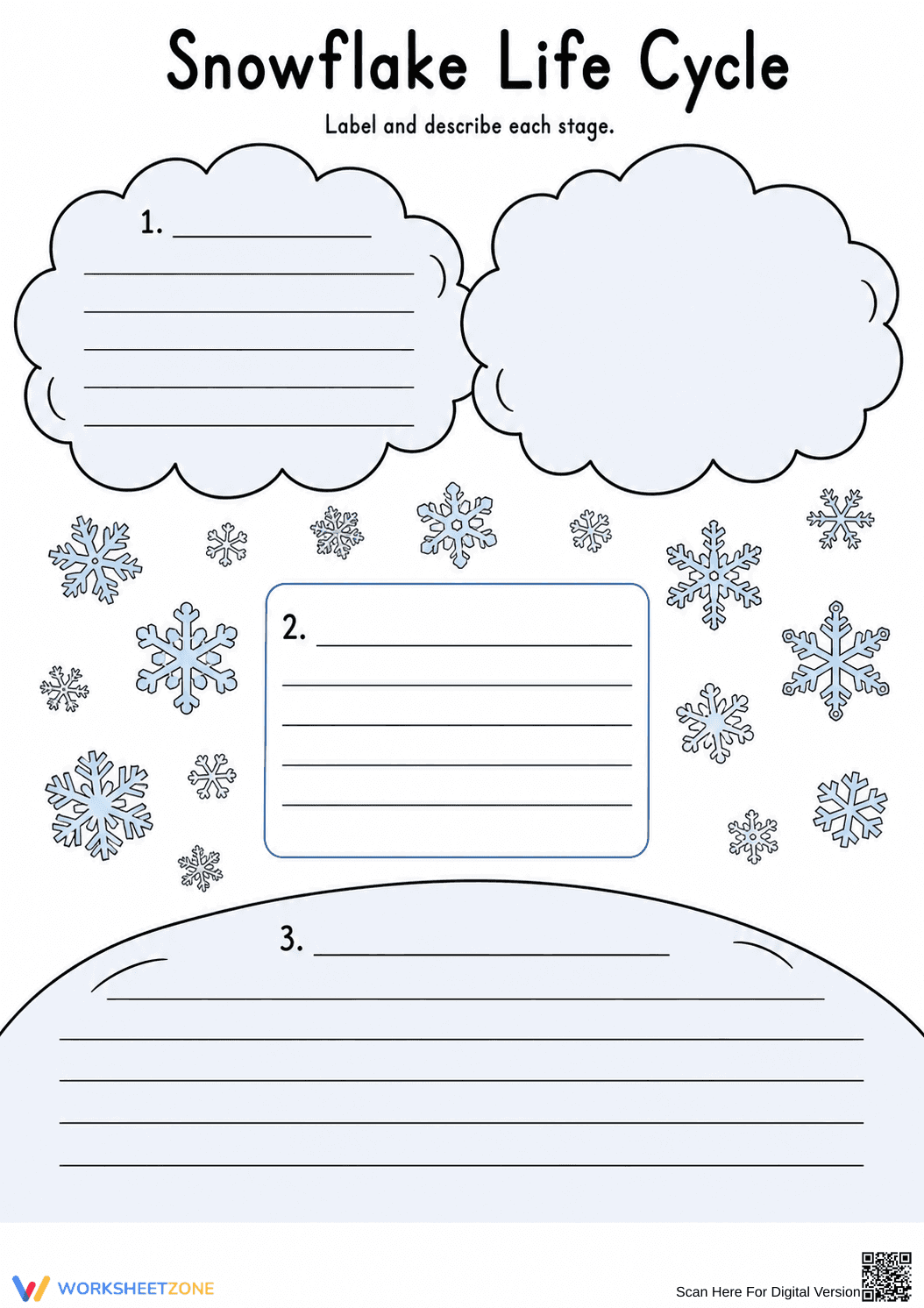 Snowflake Life Cycle Worksheet (3 Levels) | Grade 7-9 Ready - Page 1