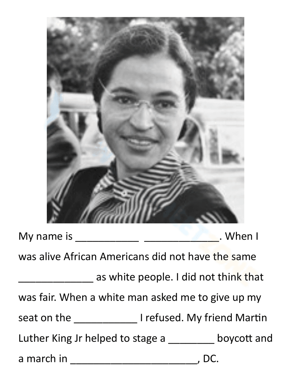 Black History Month Fill in the Blank - Page 1