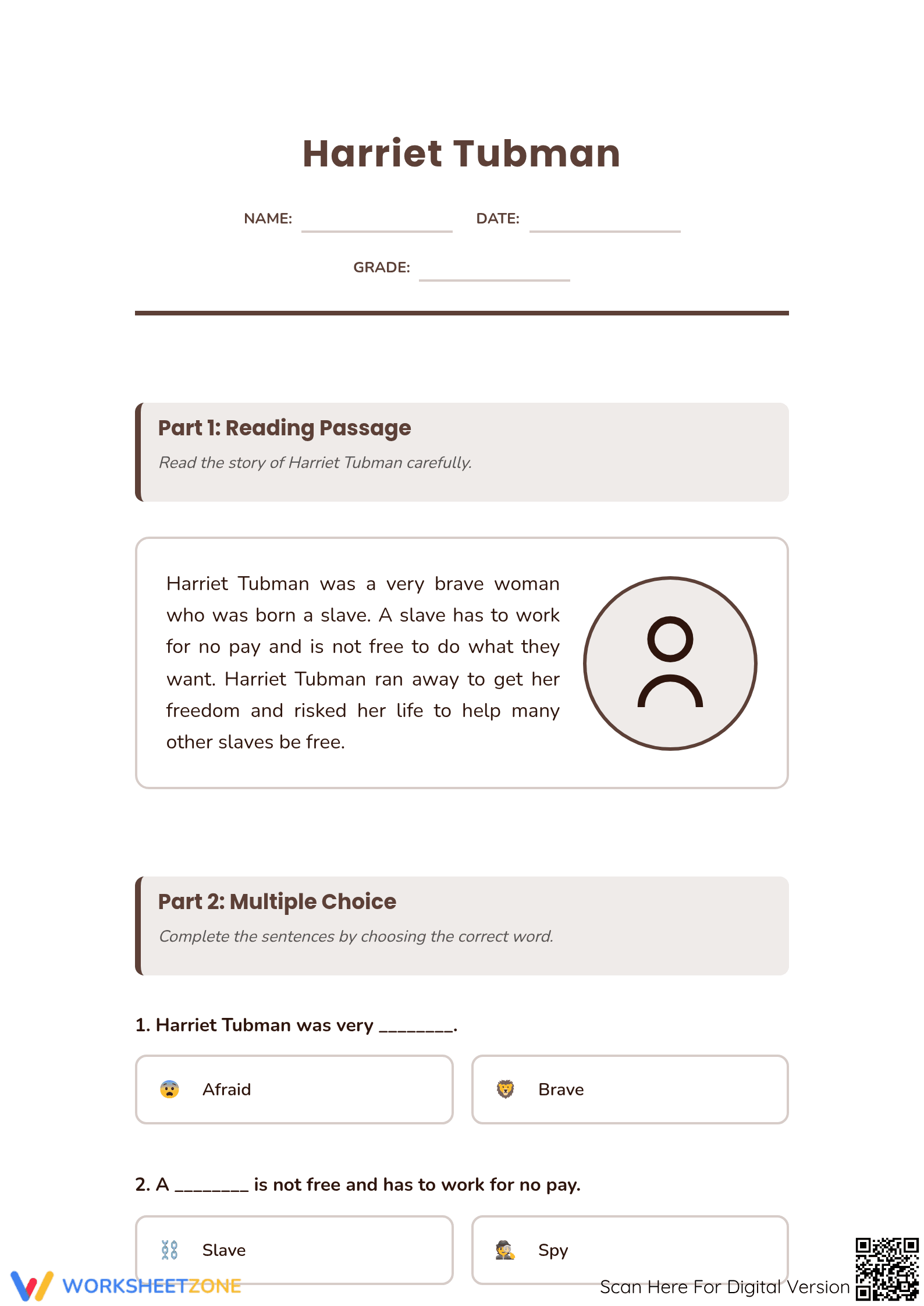 Harriet Tubman Reading Passage: Essential Grades 3-5 - Page 1