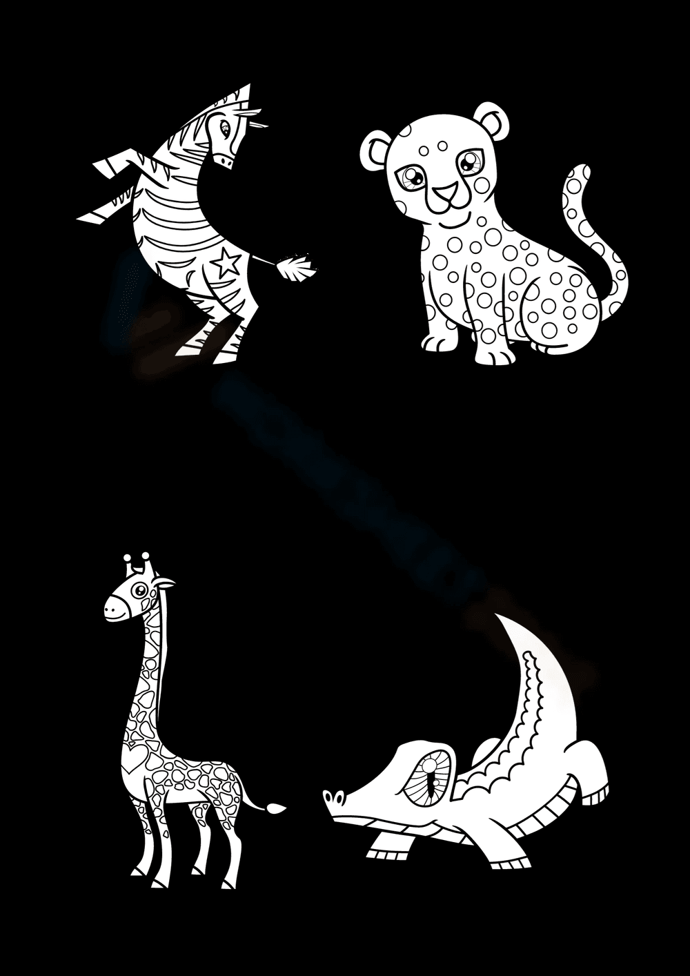 Test - Black White Clean Wildlife Coloring Worksheet Set - Page 1