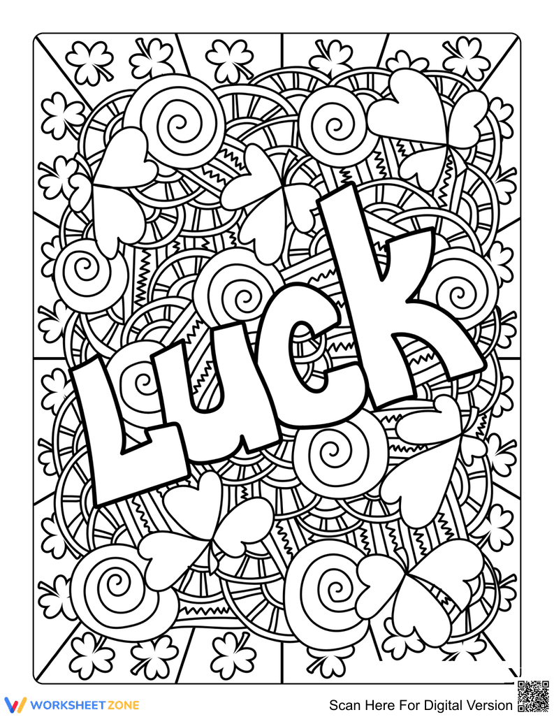 "Luck" Shamrock Doodle Worksheet | Grade 1-5 Essential - Page 1