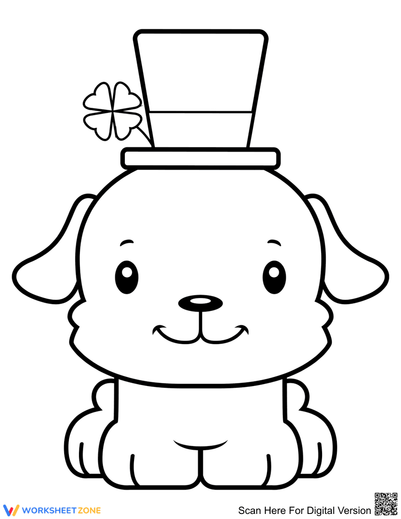 St. Patrick's Day Puppy Coloring Page | Essential Printable - Page 1