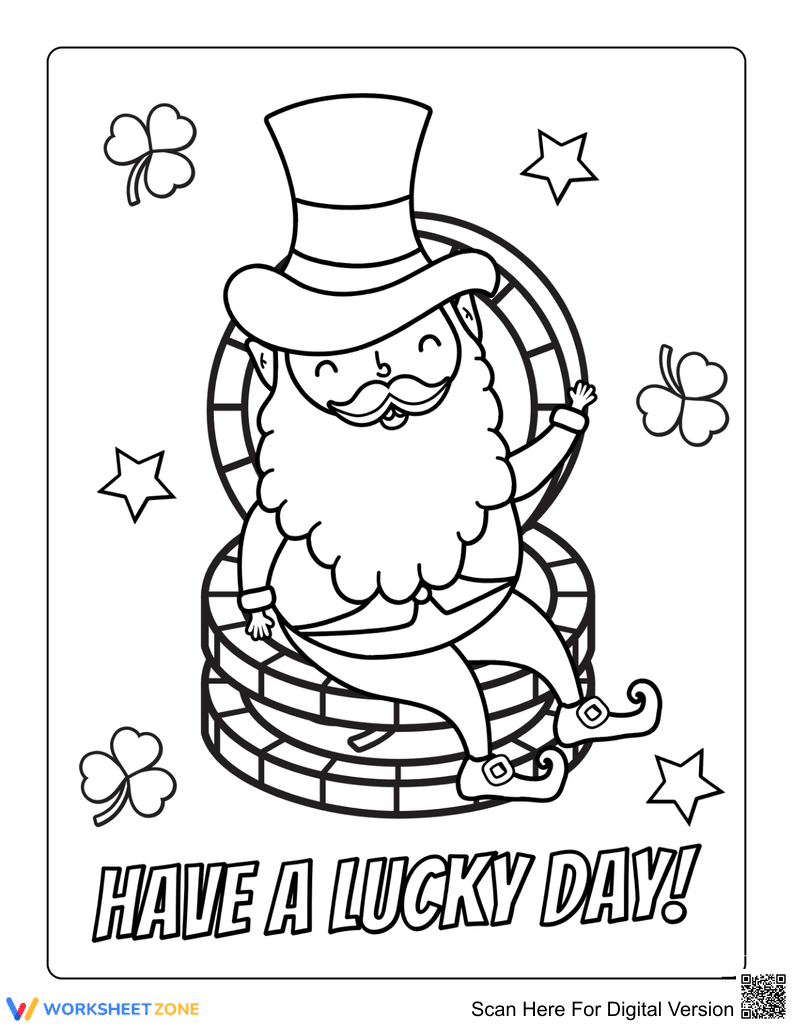 Leprechaun with Gold Coins Coloring Page - Page 1