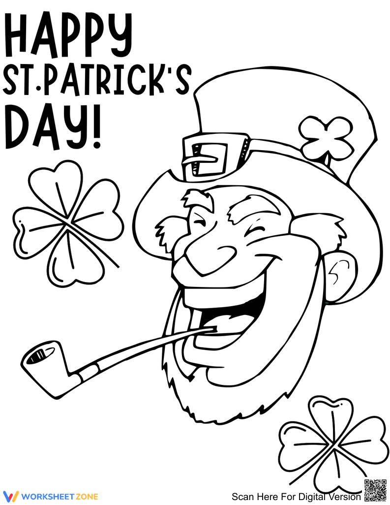 Printable Leprechaun Face Coloring Page | Grade 1-5 - Page 1