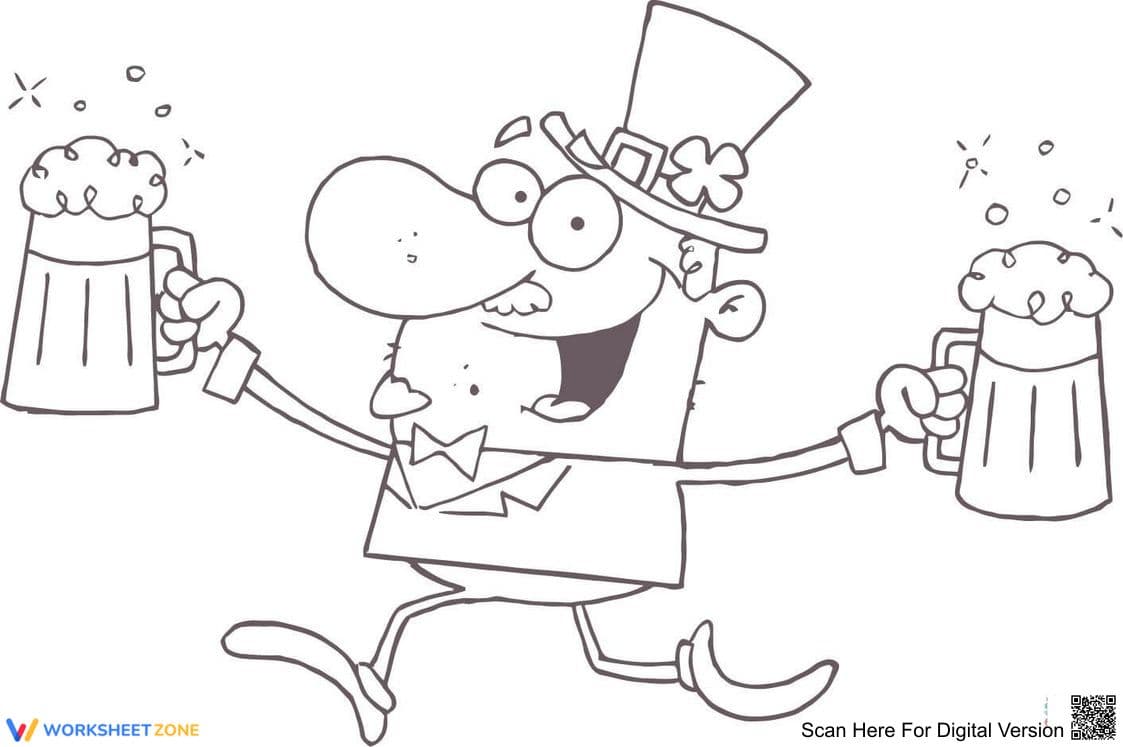 Printable St. Patrick's Day Leprechaun Coloring Page - Page 1