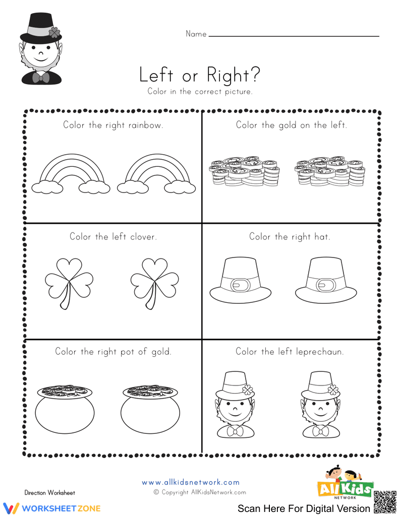 Learning Left and Right Direction Worksheet - Page 1
