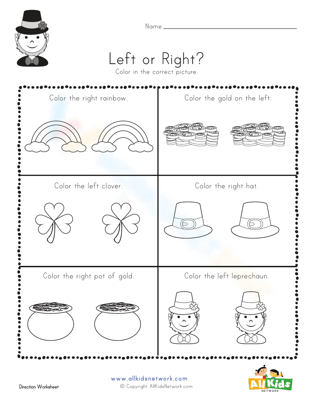 Learning Left and Right Direction Worksheet - Page 1