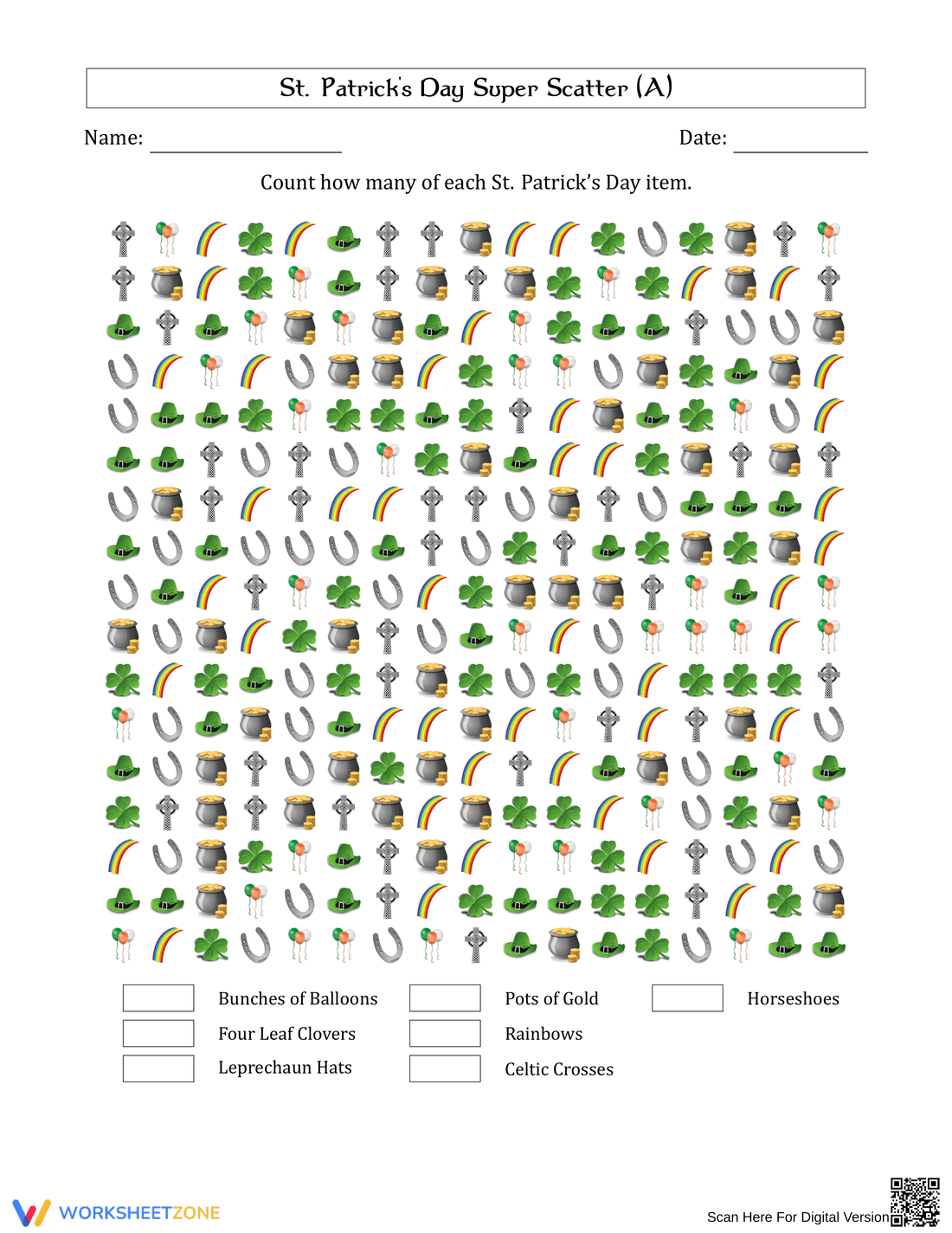 St. Patrick's Day Super Scatter Worksheet - Page 1