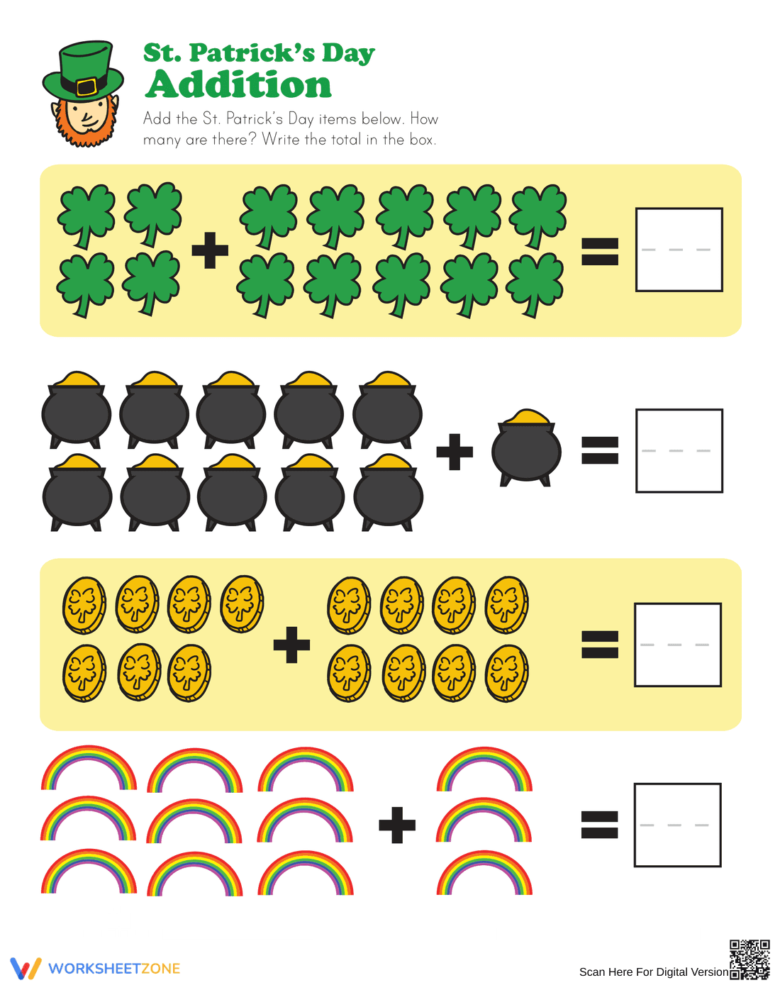 St. Patrick's Day Addition Practice - Page 1