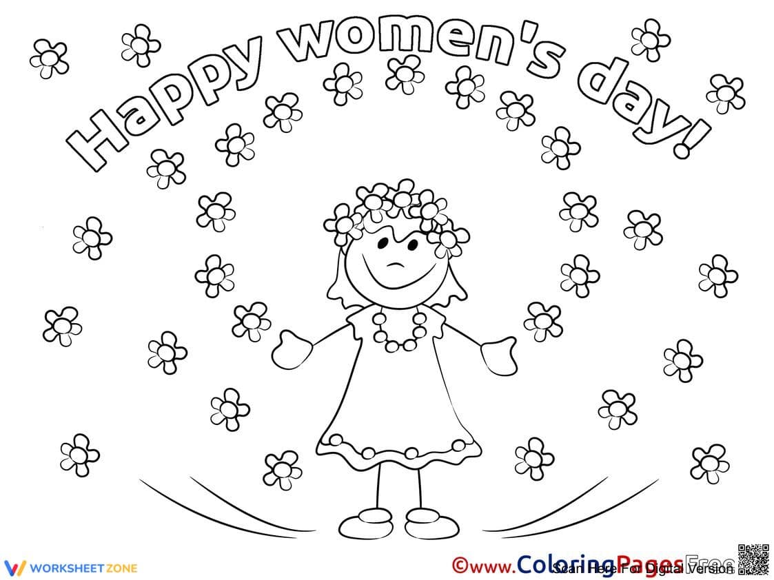 Happy Women's Day Coloring Page | Essential Grade 1-5 - Page 1