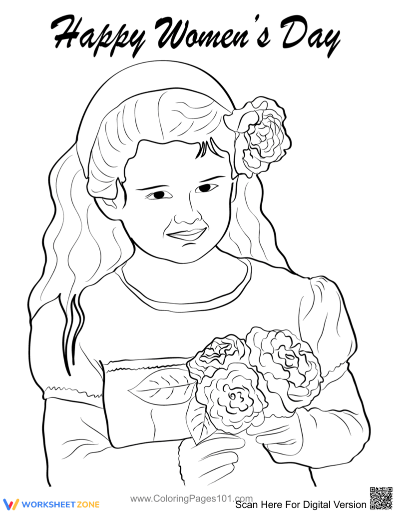 Printable Women's Day Coloring Worksheet | Grades 1-5 - Page 1