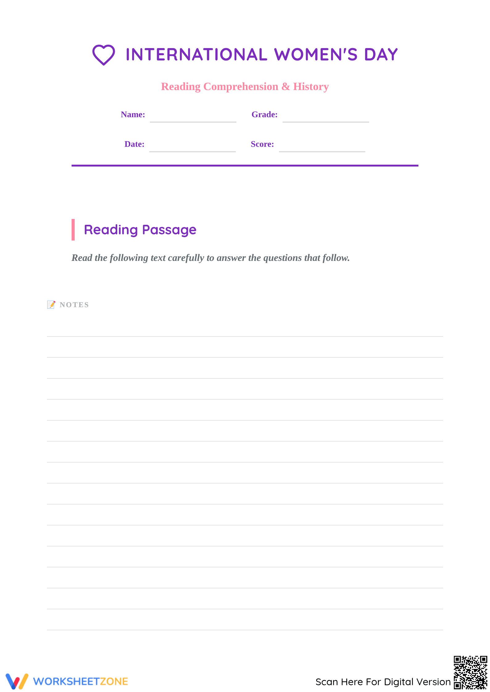 International Women's Day Worksheet | Printable Grade 5 - Page 1