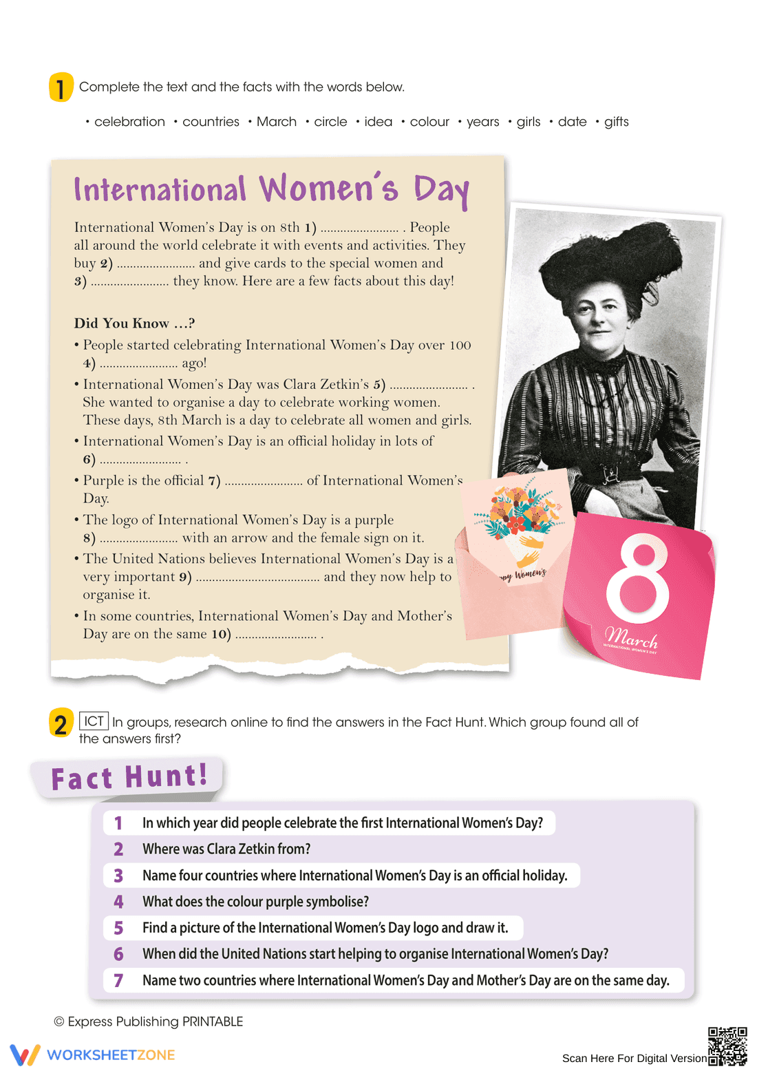 Essential Women's Day Worksheet | Grade 6-8 ELA - Page 1