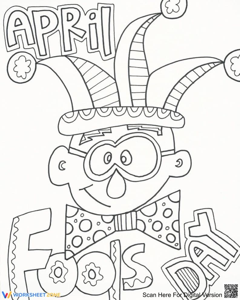 Printable April Fools Day Twisted Clown Coloring Page - Page 1