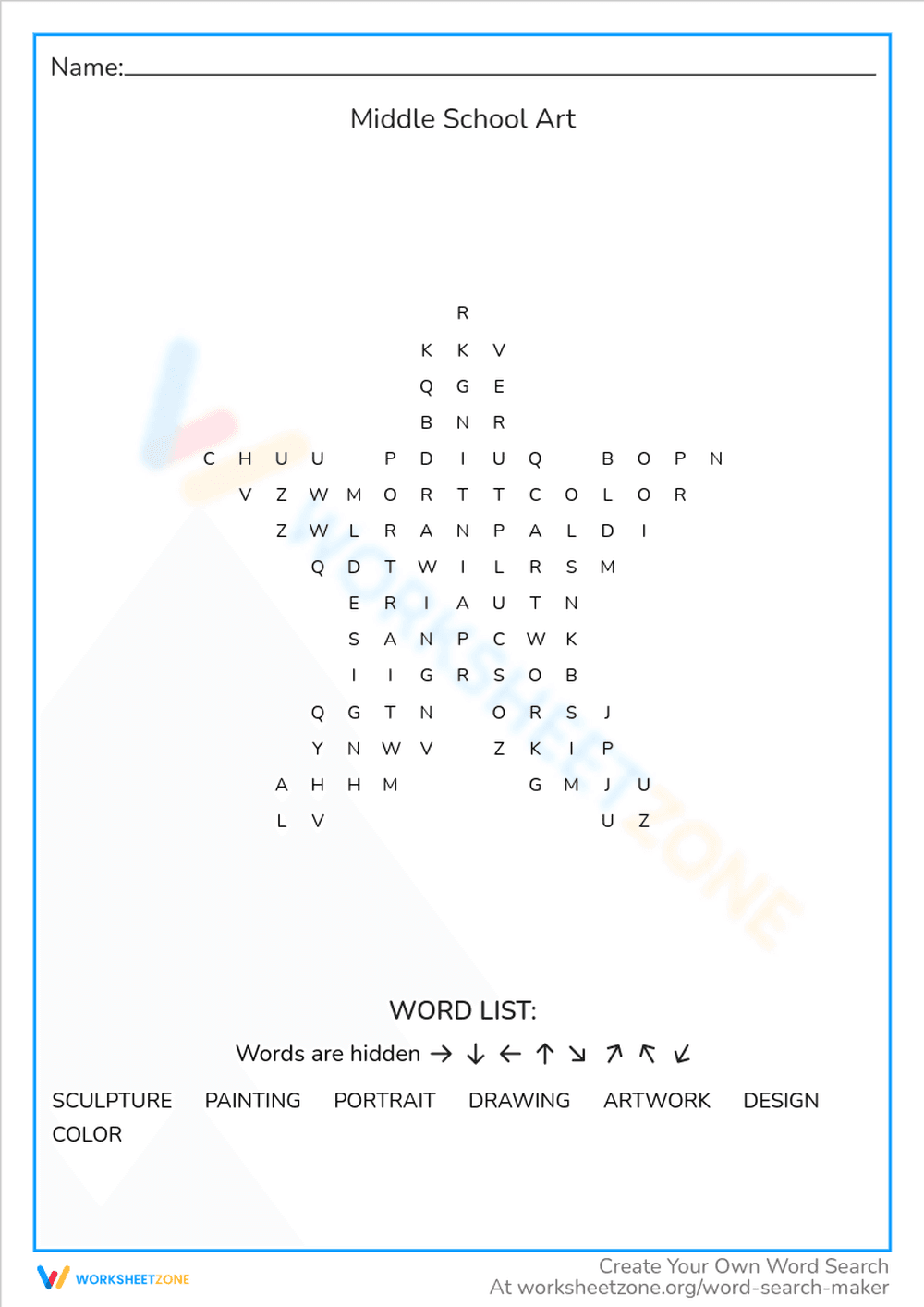 Middle School Art: Creative Expression Worksheet - Page 1